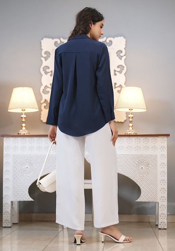 RIYANA OFFICE WEAR NAVY SHIRT